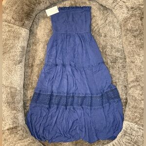 Blue Strapless Maxi Dress